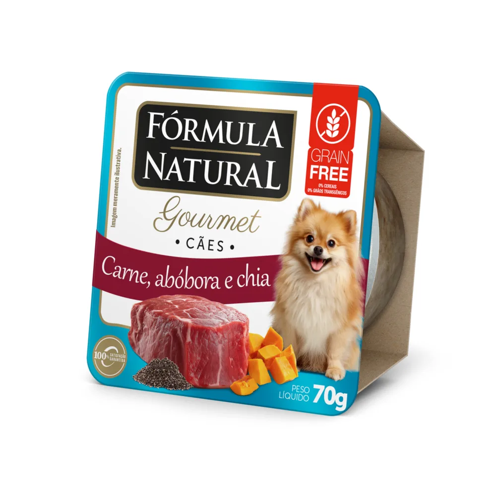Alimento Úmido Fórmula Natural Gourmet Cães Adultos Carne, Abóbora e Chia 70g