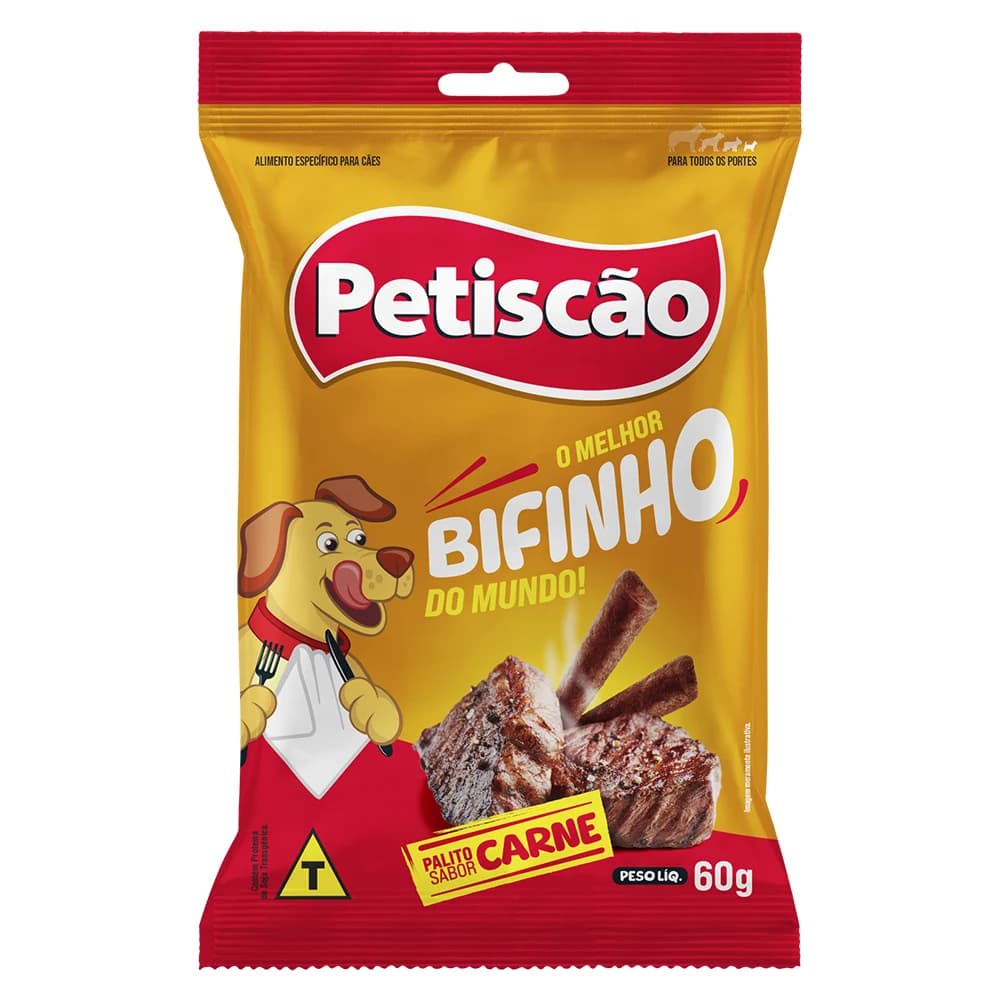 Bifinho Petiscão Palito Mastigável Cães Sabor Carne