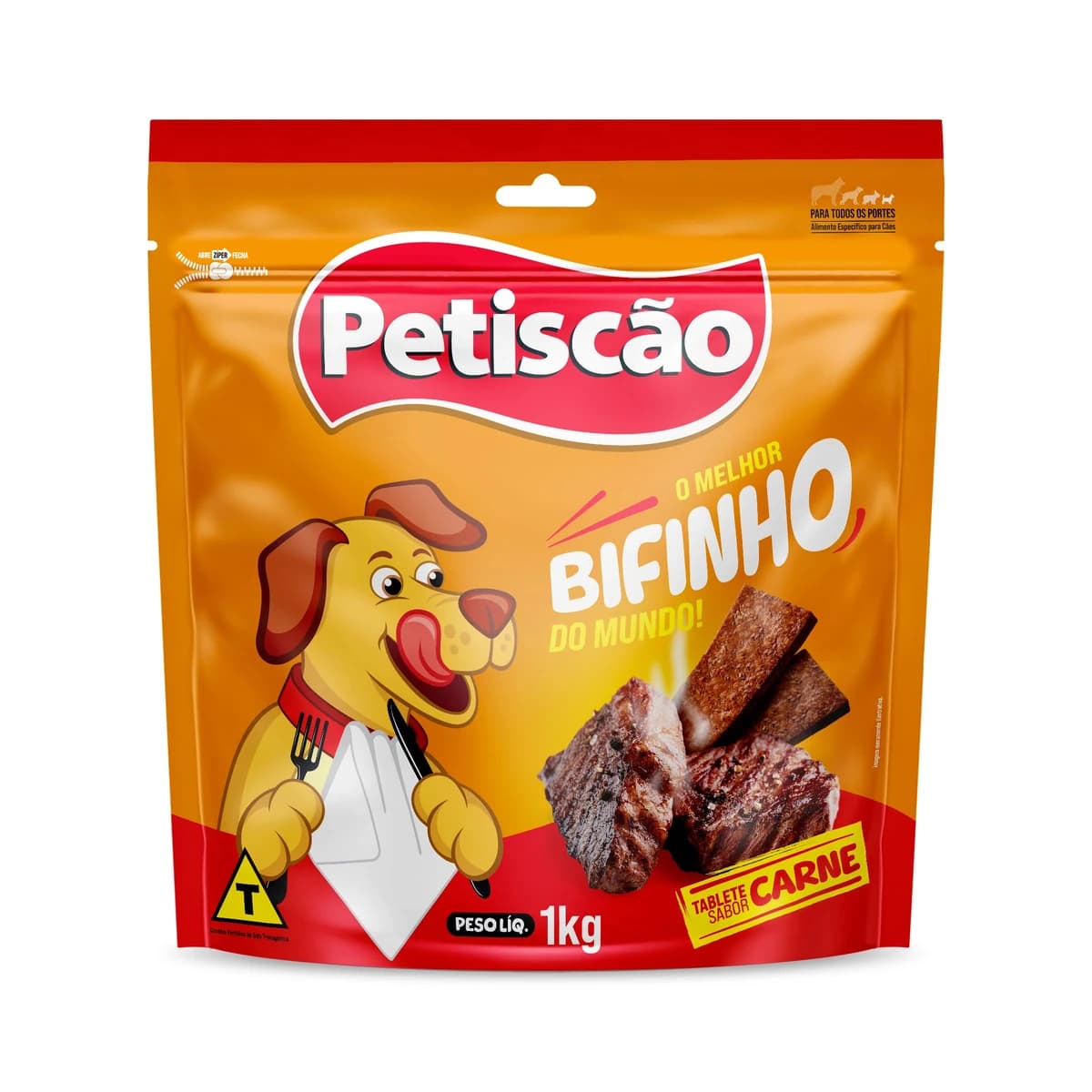 Bifinho Petiscão Tablete Mastigável Cães Sabor Carne 1kg