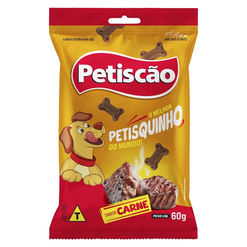 Bifinho Petisquinho Petiscão Mastigável Cães Sabor Carne 60g