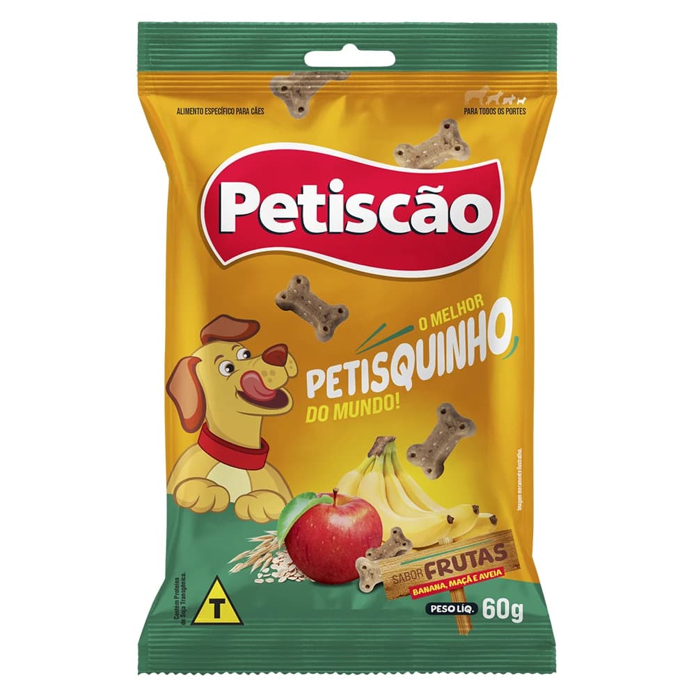 Bifinho Petisquinho Petiscão Mastigável Cães Sabor Frutas 60g