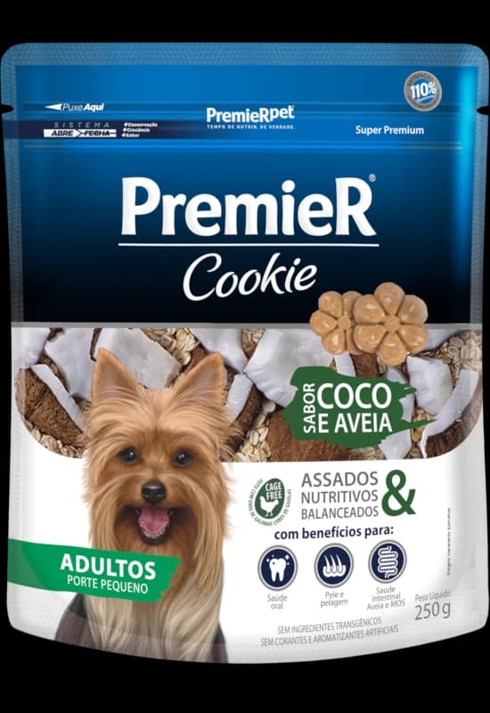 Biscoito PremieR Cookie Cães Adultos Porte Pequeno Coco e Aveia 250g