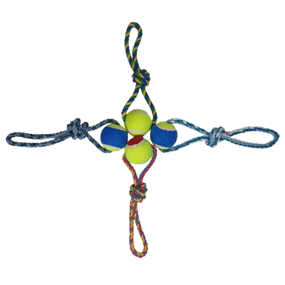 Brinquedo Tex Corda com Nó e 2 Bolas 42cm