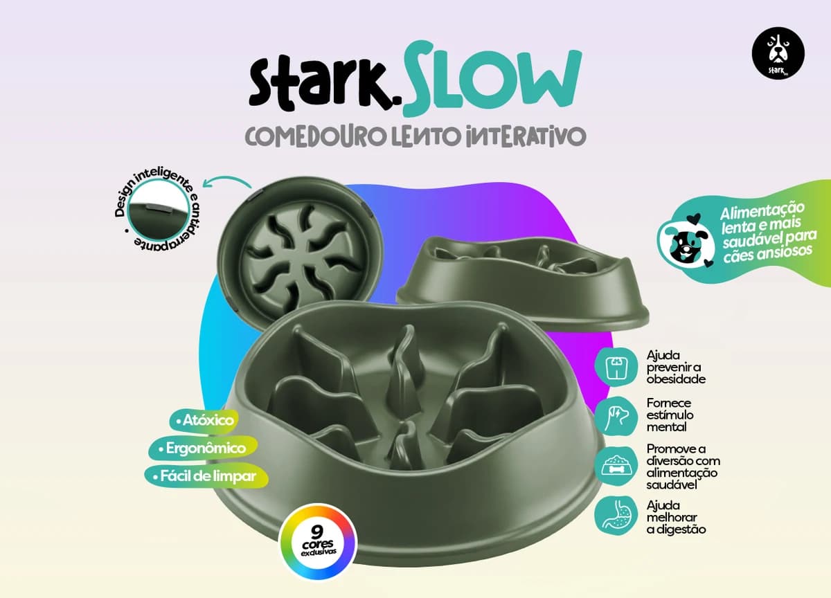Comedouro Lento Stark.SLOW Cães 550ml Cobre