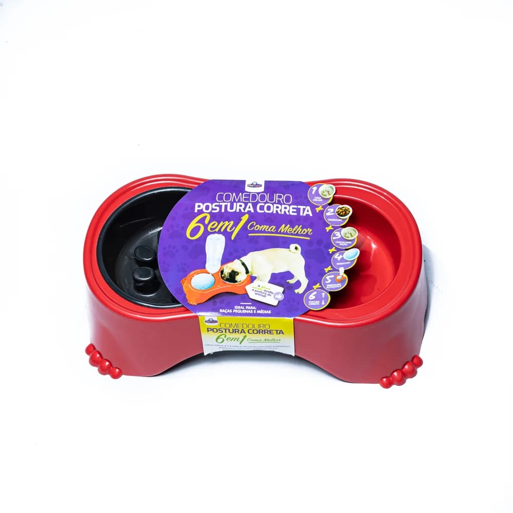 Comedouro Postura Correta Pet Injet Mini/Pequeno Vermelho
