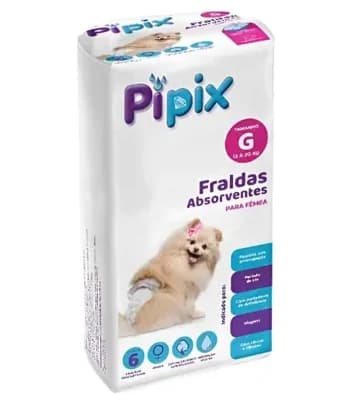 Fralda Descartável Fêmea Pipix G com 6 Unidades
