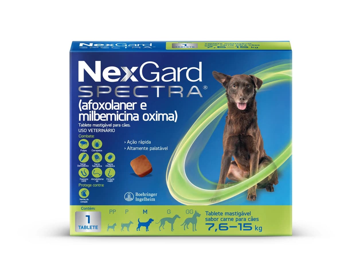 NexGard Spectra M Cães 7,6 a 15 kg 3 Comprimidos