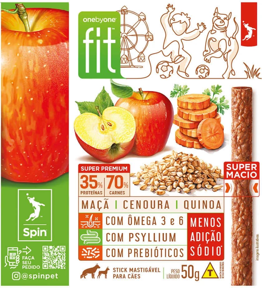 Petisco Spin Stick Fit Maçã e Cenoura 50g