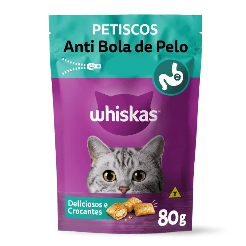 Petisco Whiskas Anti Bola de Pelo Gatos Adultos 80g