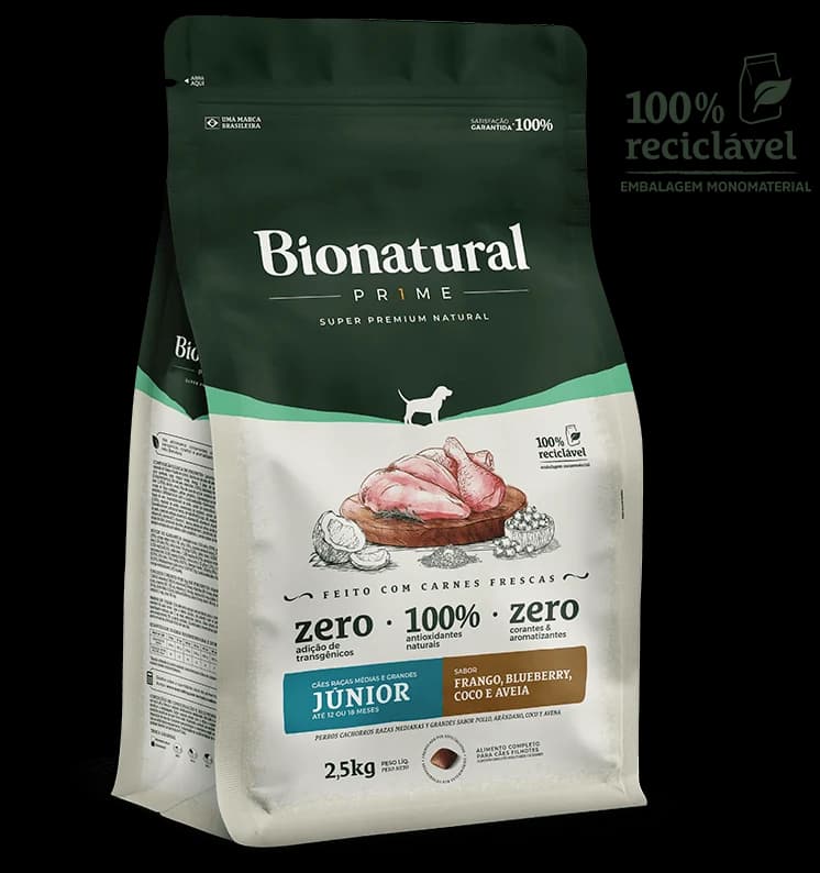 Ração Bionatural Prime Cães Filhotes Raças Médias e Grandes Júnior Frango Granel