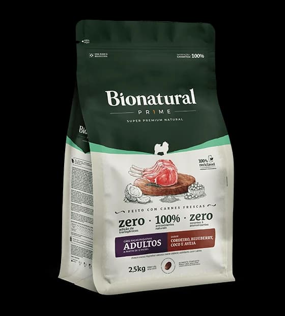 Ração Bionatural Prime Cães Raças Pequenas Adultos Cordeiro