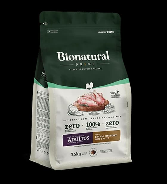 Ração Bionatural Prime Cães Raças Pequenas Adultos Frango