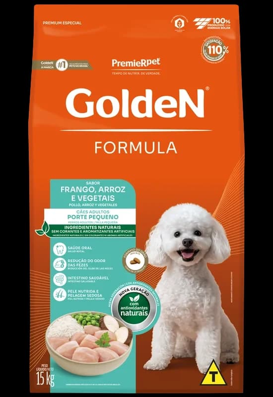 Ração GoldeN Formula Cães Adultos Porte Pequeno Frango e Arroz Mini Bits Granel
