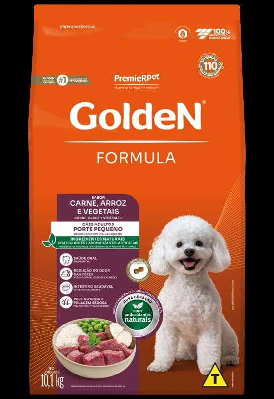 Ração Golden Fórmula Mini Bits Cães Adultos Porte Pequeno Carne, Arroz e Vegetais