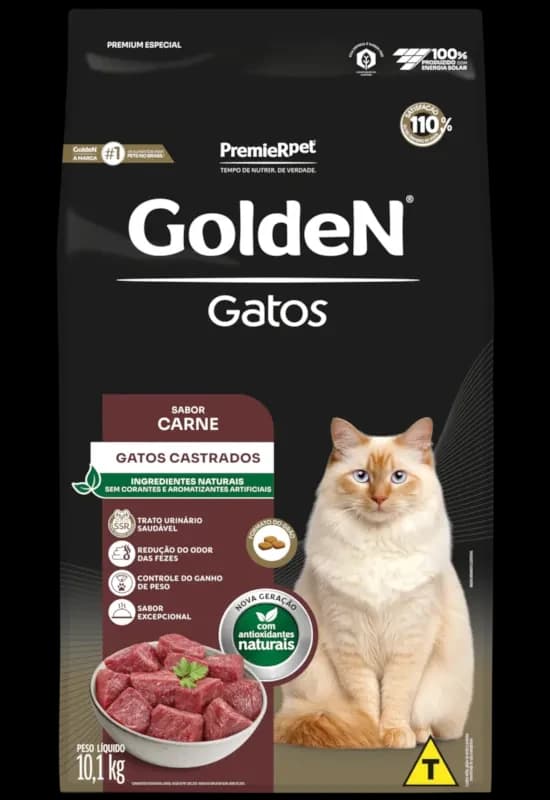 Ração Golden Gatos Castrados Carne 3kg