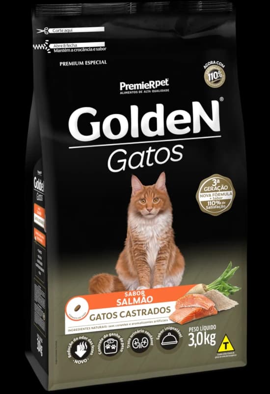 Ração Golden Gatos Castrados Salmão 3kg