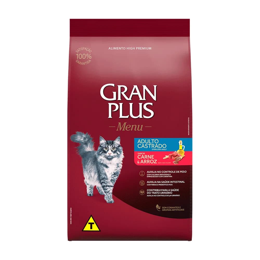 Ração GranPlus Gatos Castrados Carne Granel
