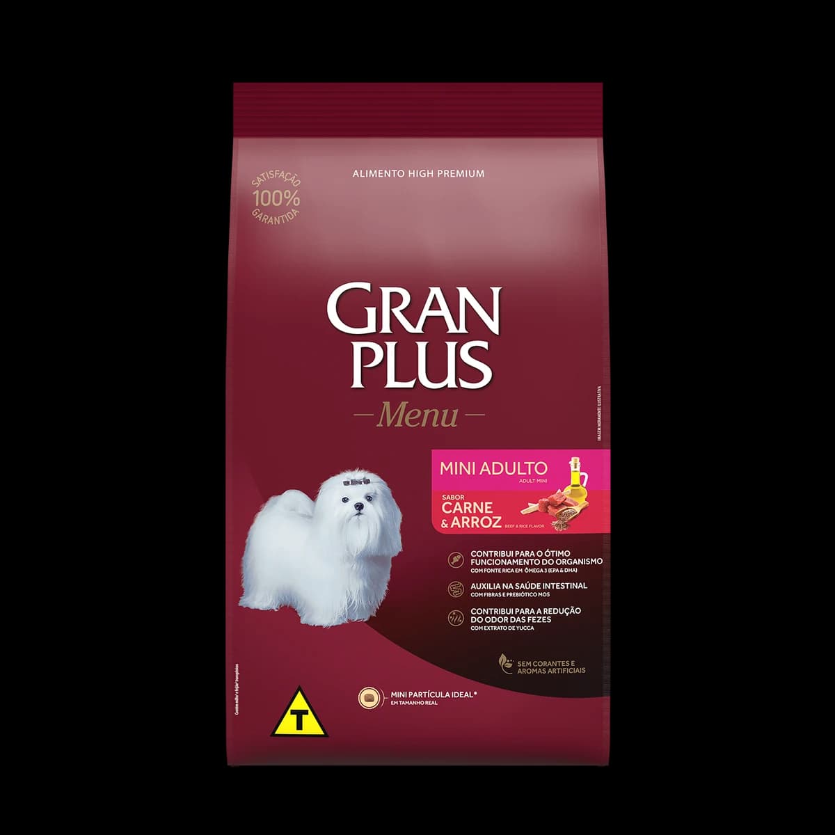 Ração GranPlus Menu Cães Adultos Raças Mini e Pequenas Carne e Arroz 3kg