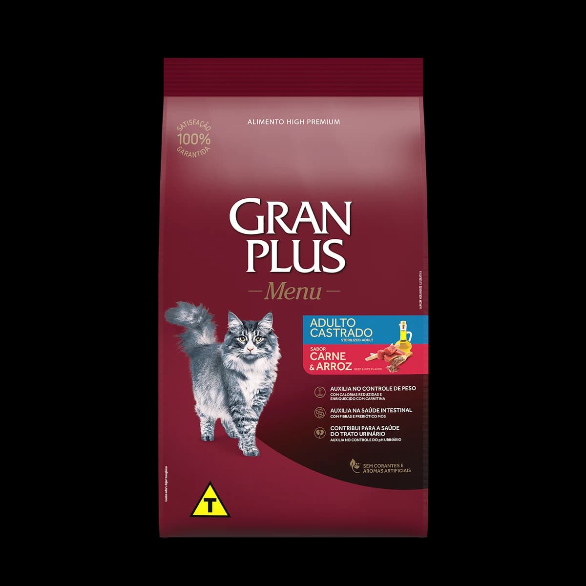 Ração GranPlus Menu Gatos Adultos Castrados Carne e Arroz 10,1kg