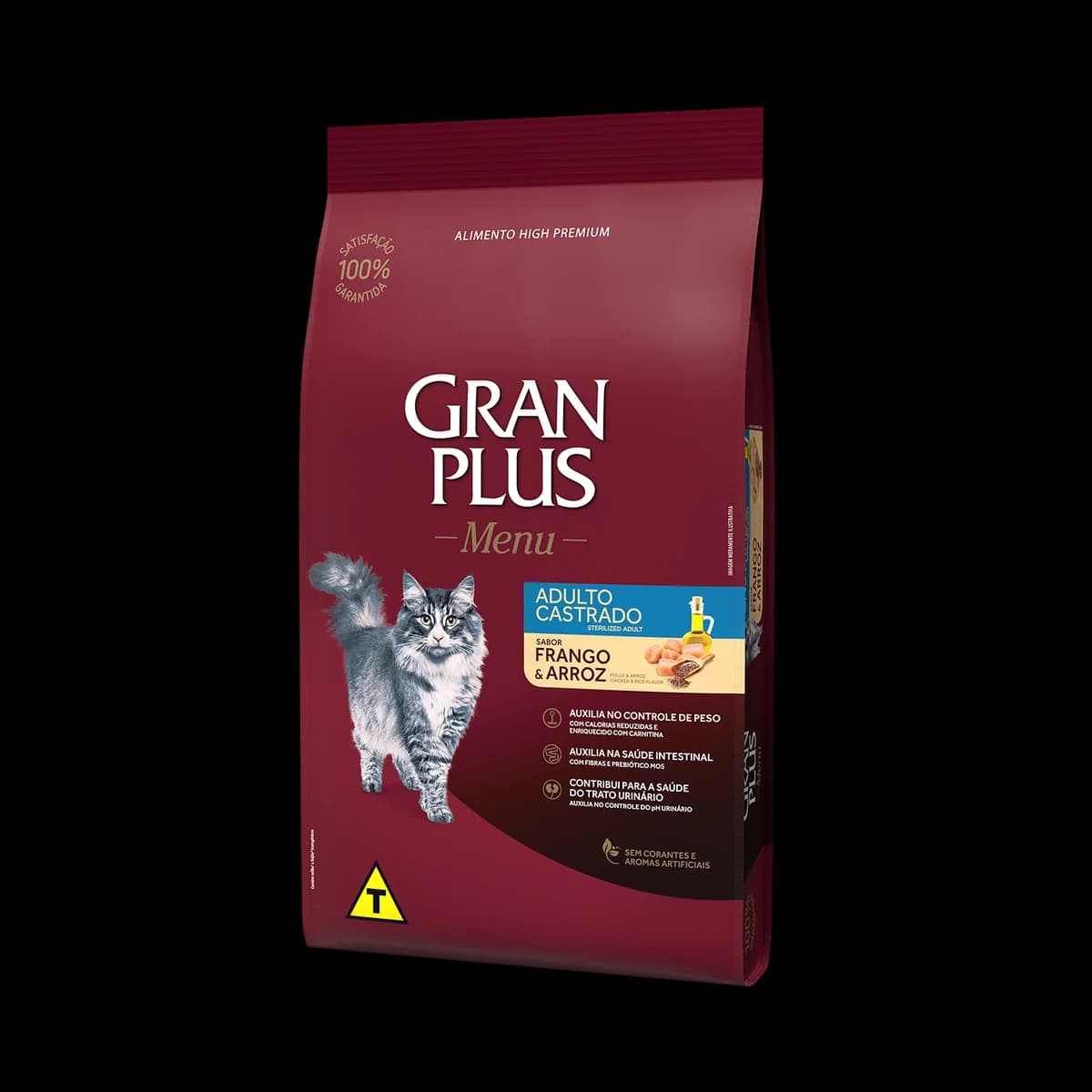 Ração GranPlus Menu Gatos Adultos Castrados Frango e Arroz 10,1kg