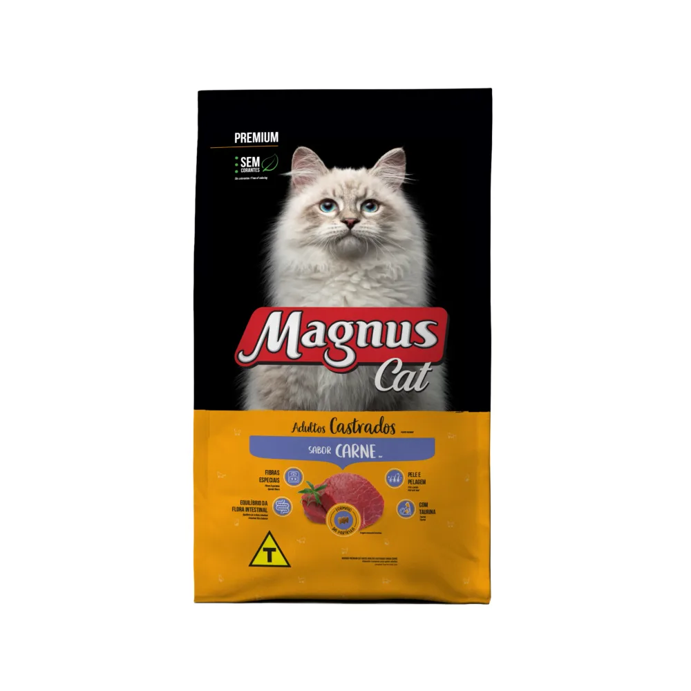 Ração Magnus Cat Premium Gatos Adultos Castrados Carne 10,1kg