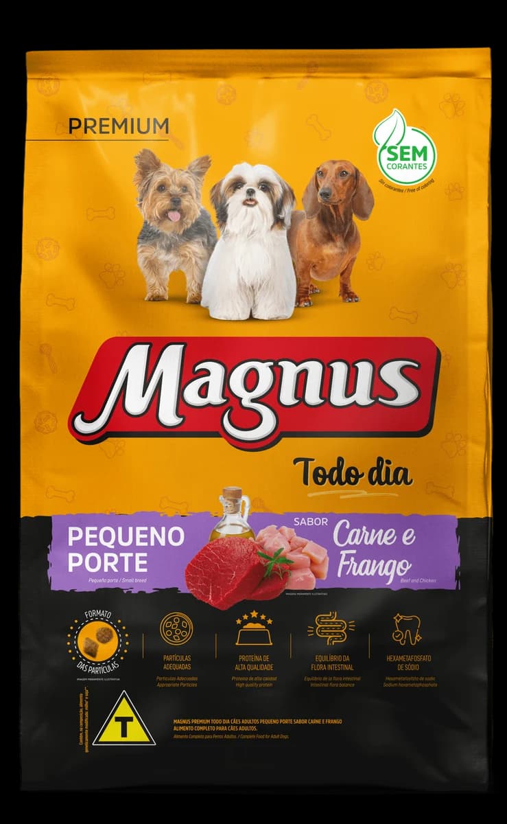 Ração Magnus Premium Todo Dia Cães Adultos Pequeno Porte Carne e Frango