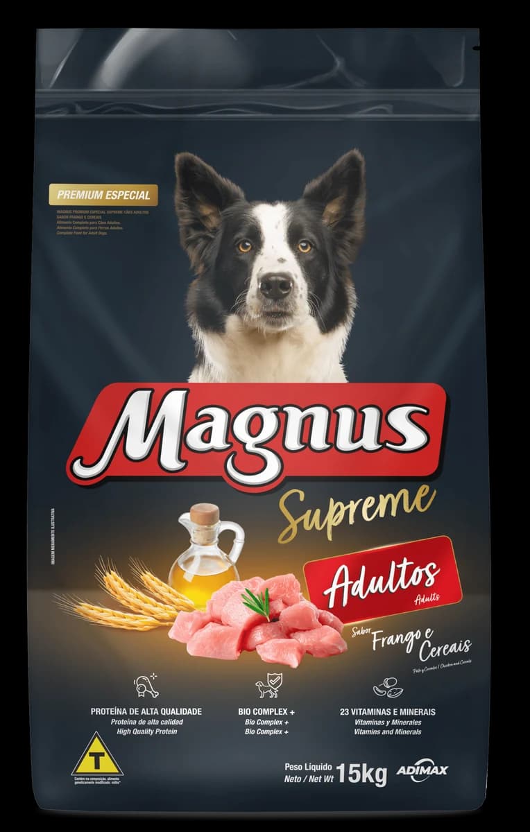 Ração Magnus Supreme Cães Adultos Pequeno Porte Frango e Cereais 15kg