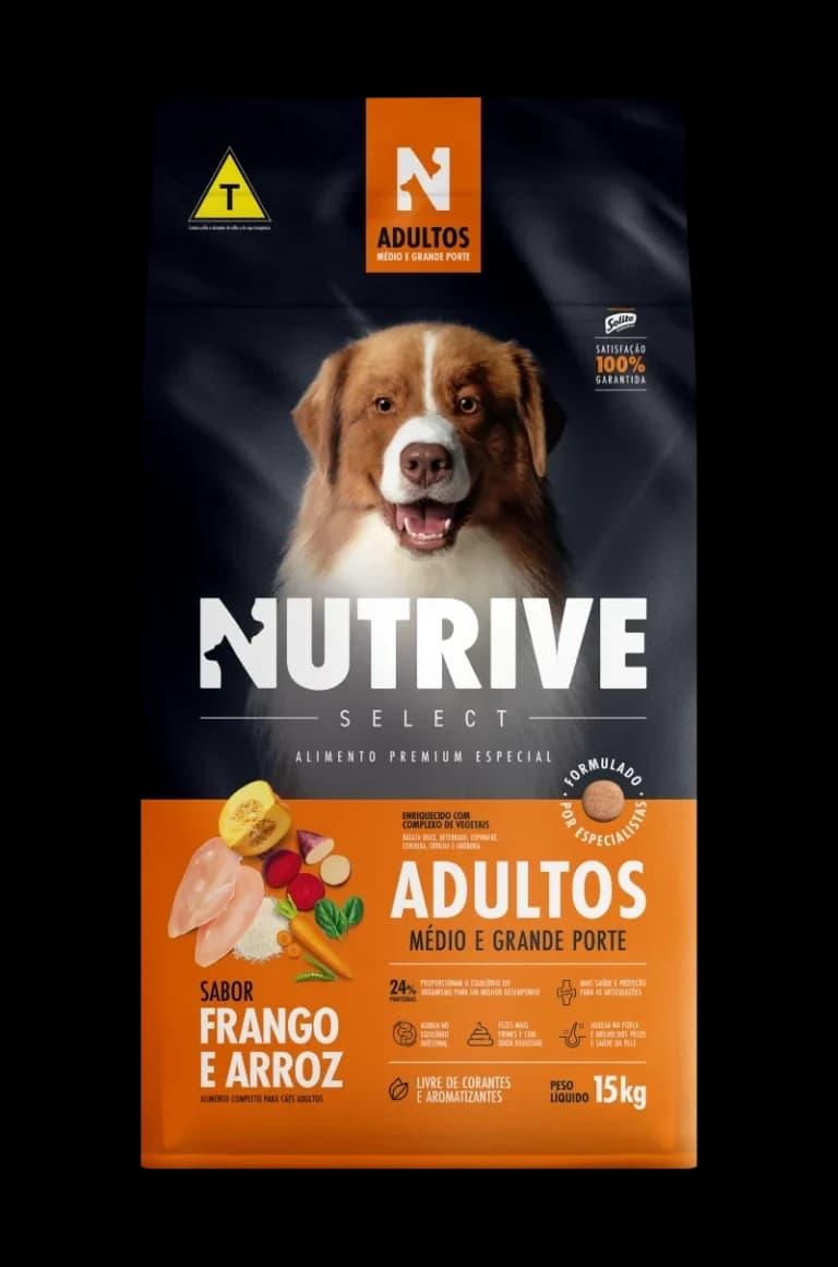 Ração Nutrive Select Cães Adultos Médio e Grande Porte Frango e Arroz 15kg