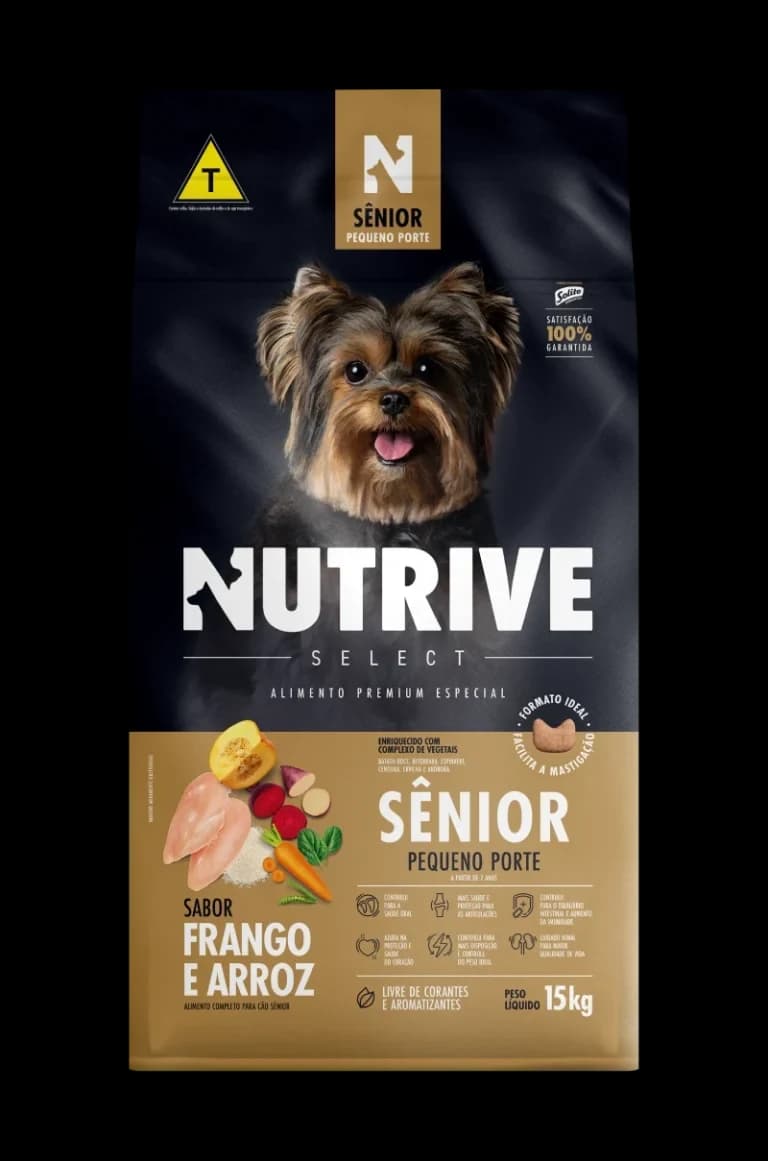 Ração Nutrive Select Cães Sênior Pequeno Porte Frango e Arroz 15kg