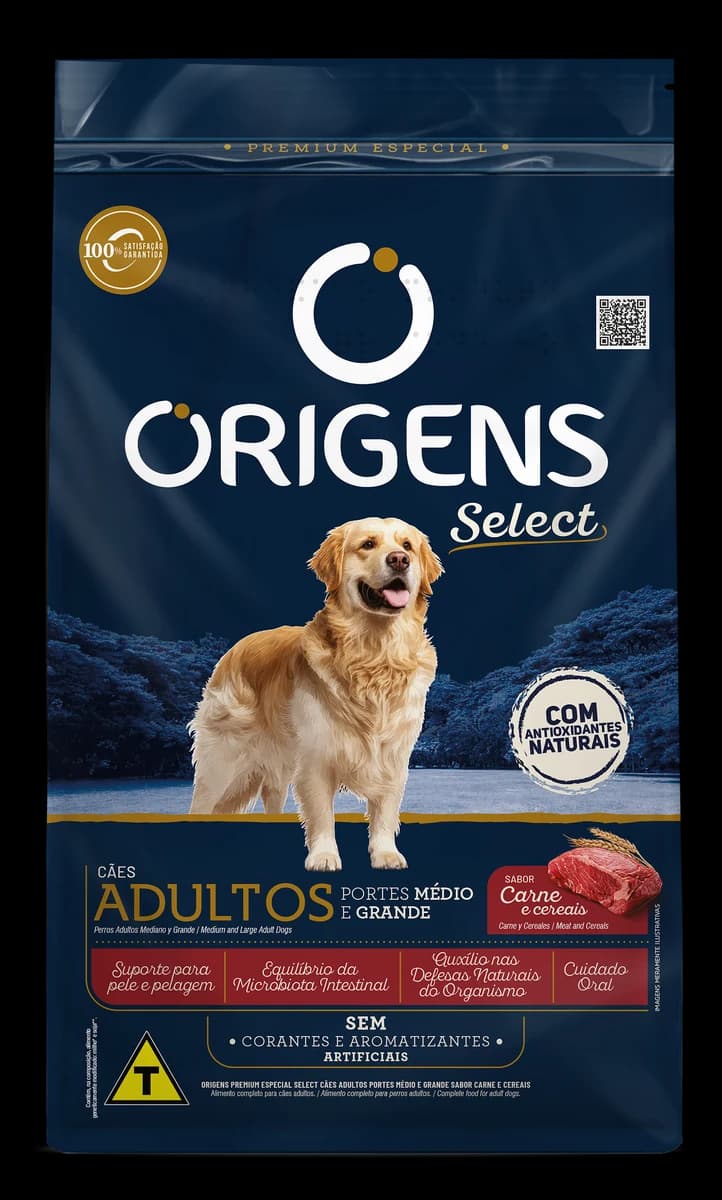 Ração Origens Cães Adultos Carne e Cereais Granel