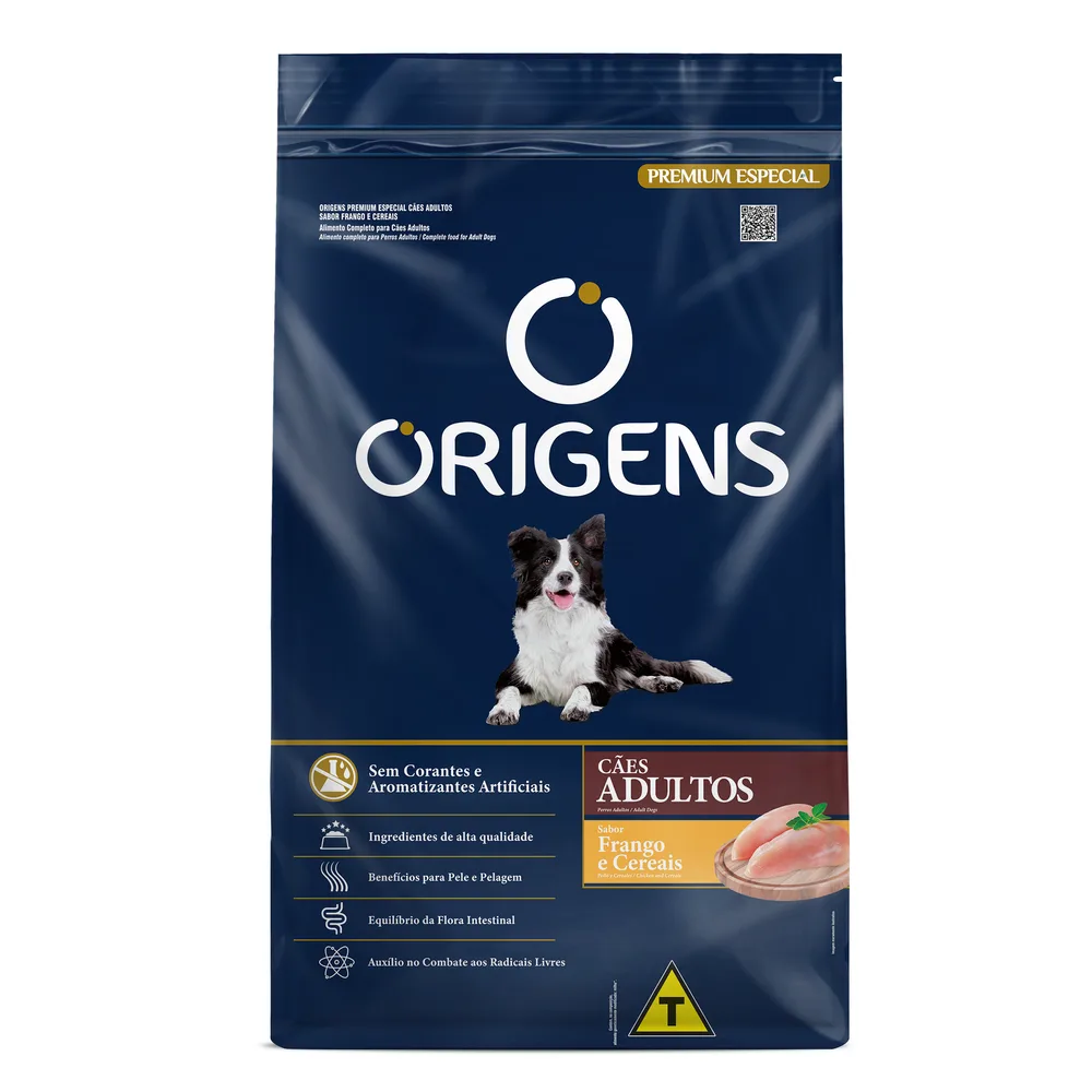 Ração Origens Cães Adultos Portes Médio e Grande Frango e Cereais 15kg