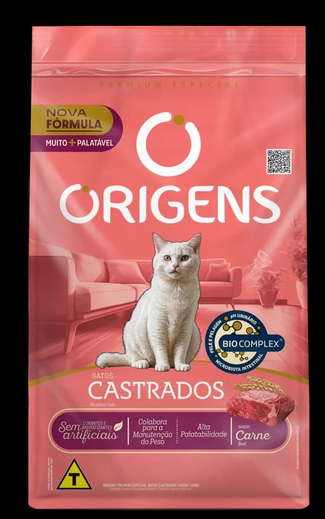 Ração Origens Gatos Castrados Carne 3kg