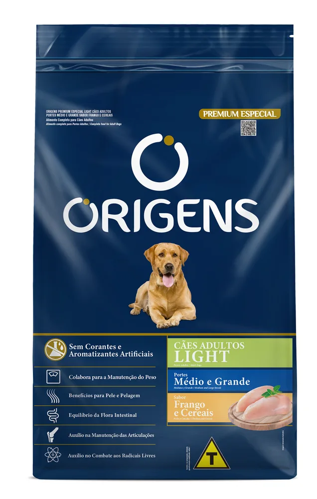 Ração Origens Premium Especial Light Cães Adultos Granel