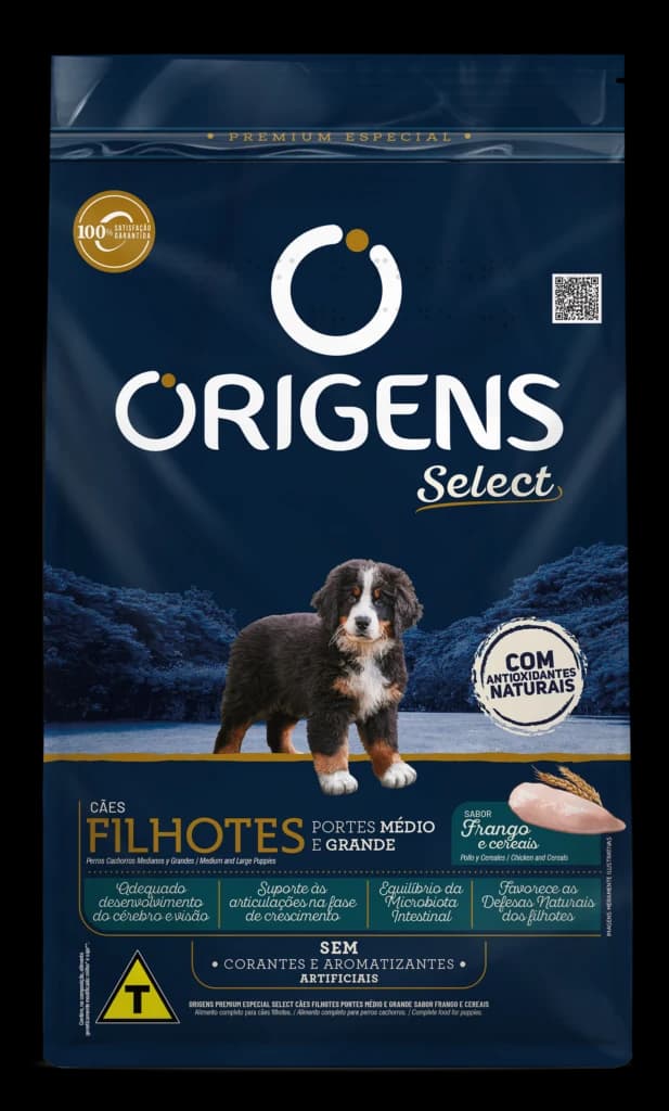 Ração Origens Premium Especial Select Cães Filhotes Portes Médio e Grande Frango e Cereais Granel