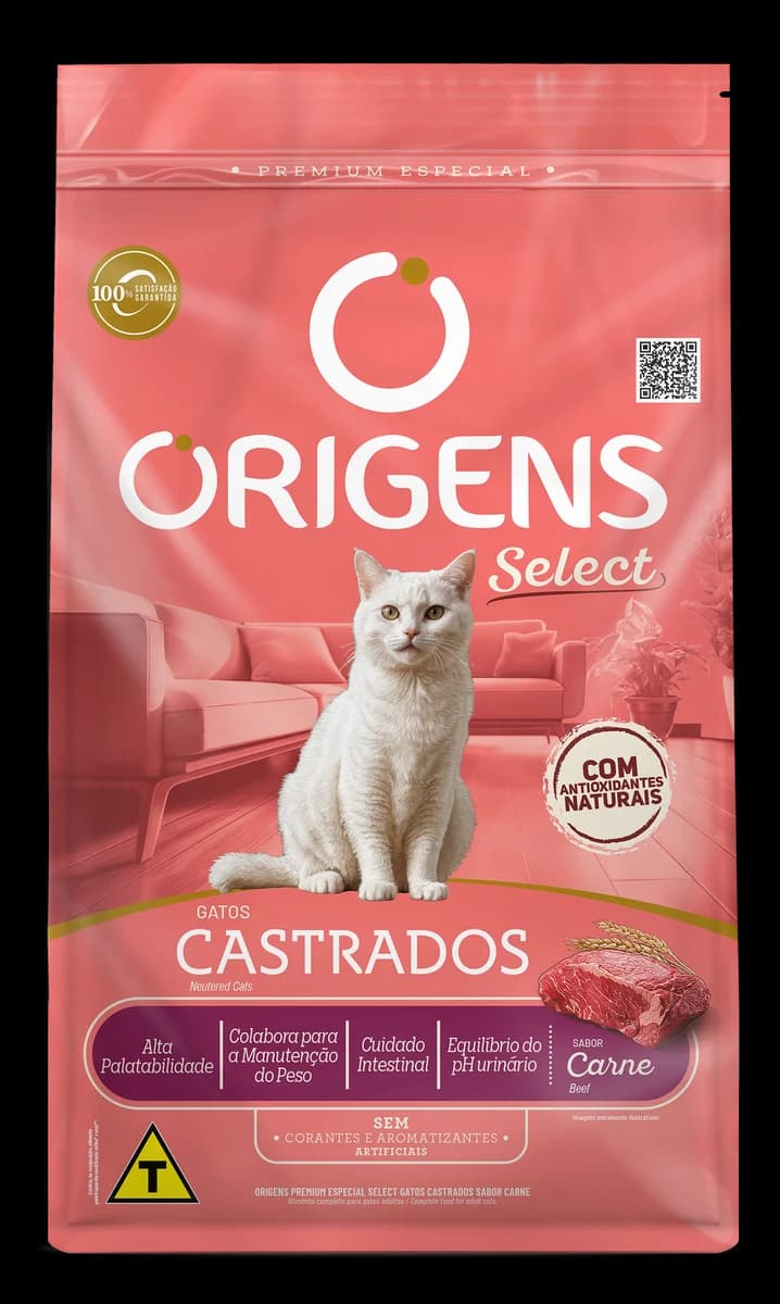 Ração Origens Premium Especial Select Gatos Castrados Carne (Granel)