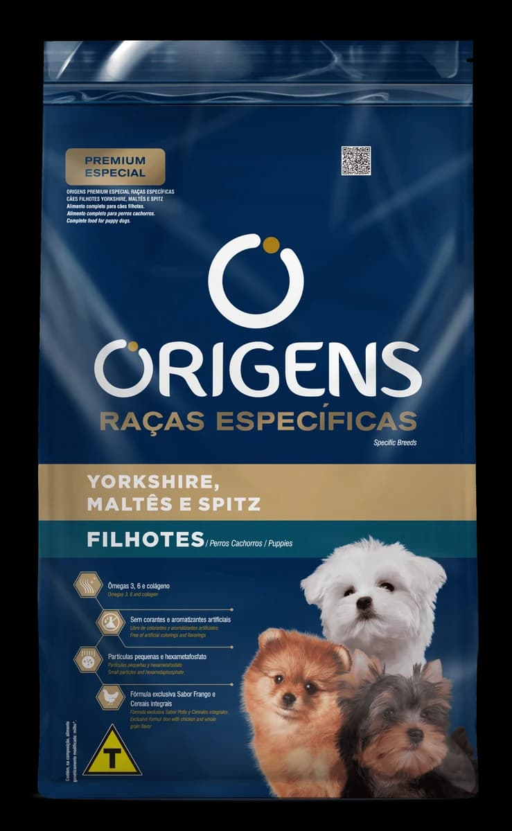 Ração Origens Raças Específicas Cães Filhotes Yorkshire, Maltês e Spitz 1kg