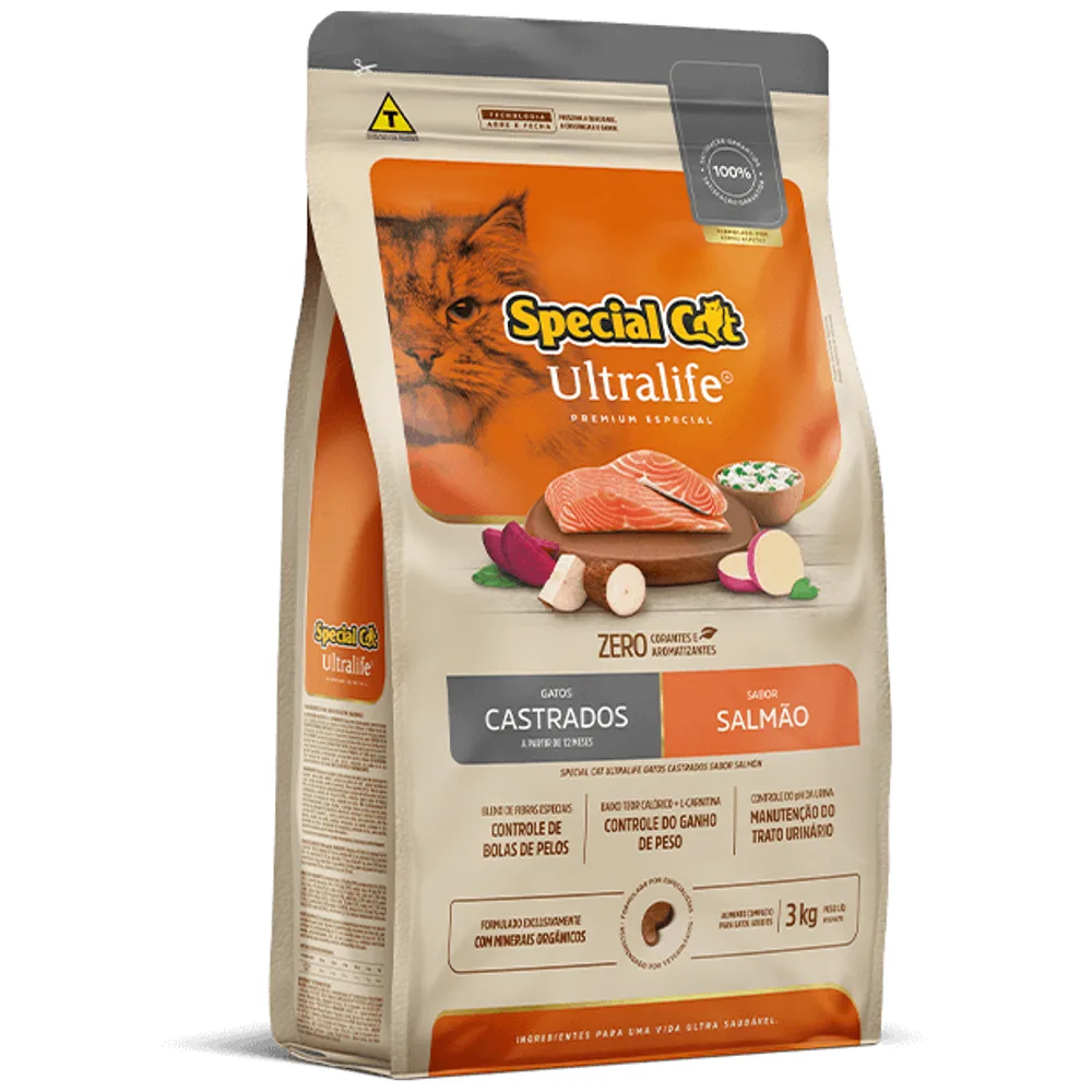 Ração Special Cat Ultralife Gatos Castrados Salmão 10,1kg