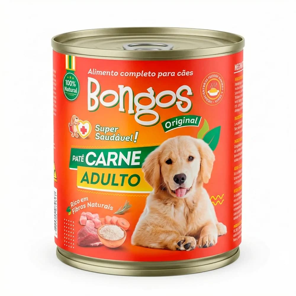 Ração Úmida Bongos Cães Adultos Cordeiro Lata 280g