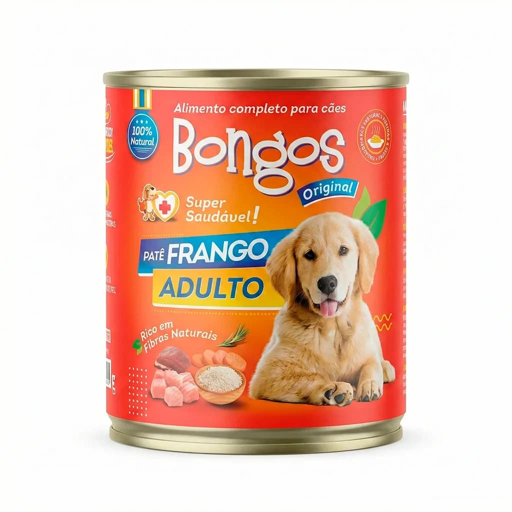 Ração Úmida Bongos Cães Adultos Frango Lata 280g