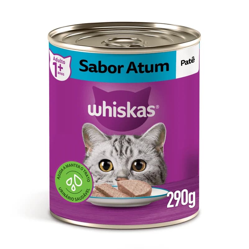 Ração Úmida Whiskas Lata Gatos Adultos Patê de Atum 290g