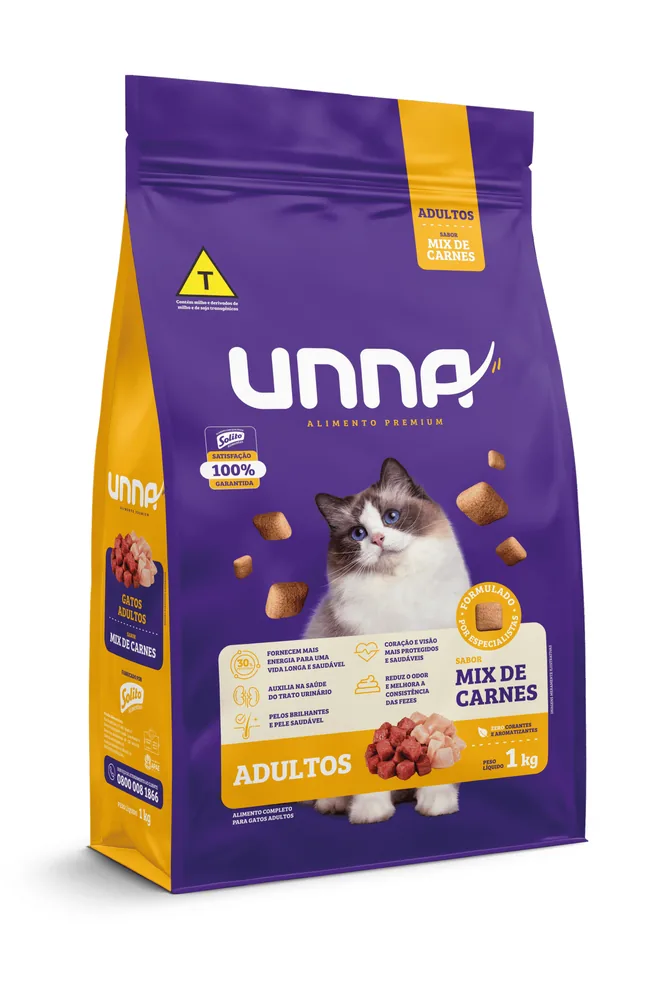 Ração Unna Gatos Adultos Mix de Carnes (Granel)