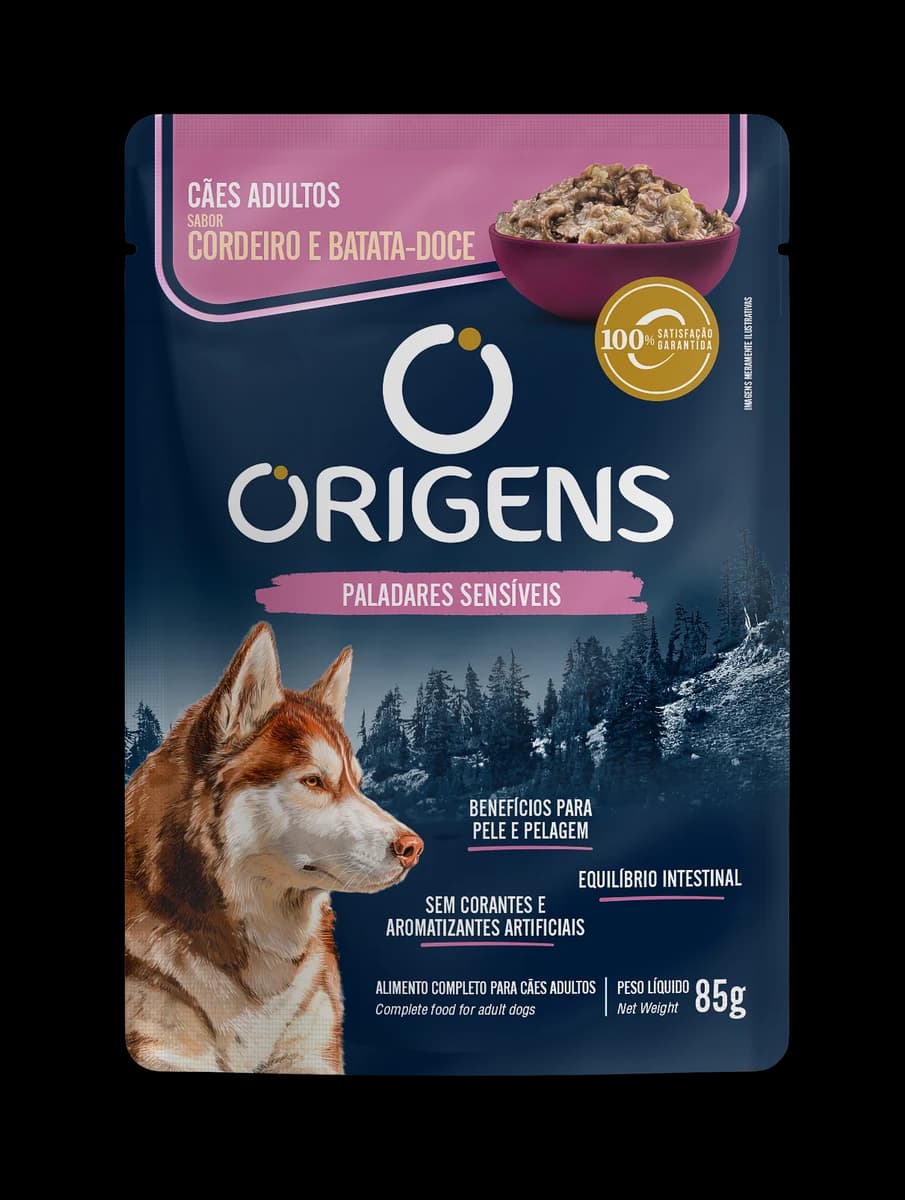 Sachê Origens Cães Adultos Cordeiro e Batata-doce 85g