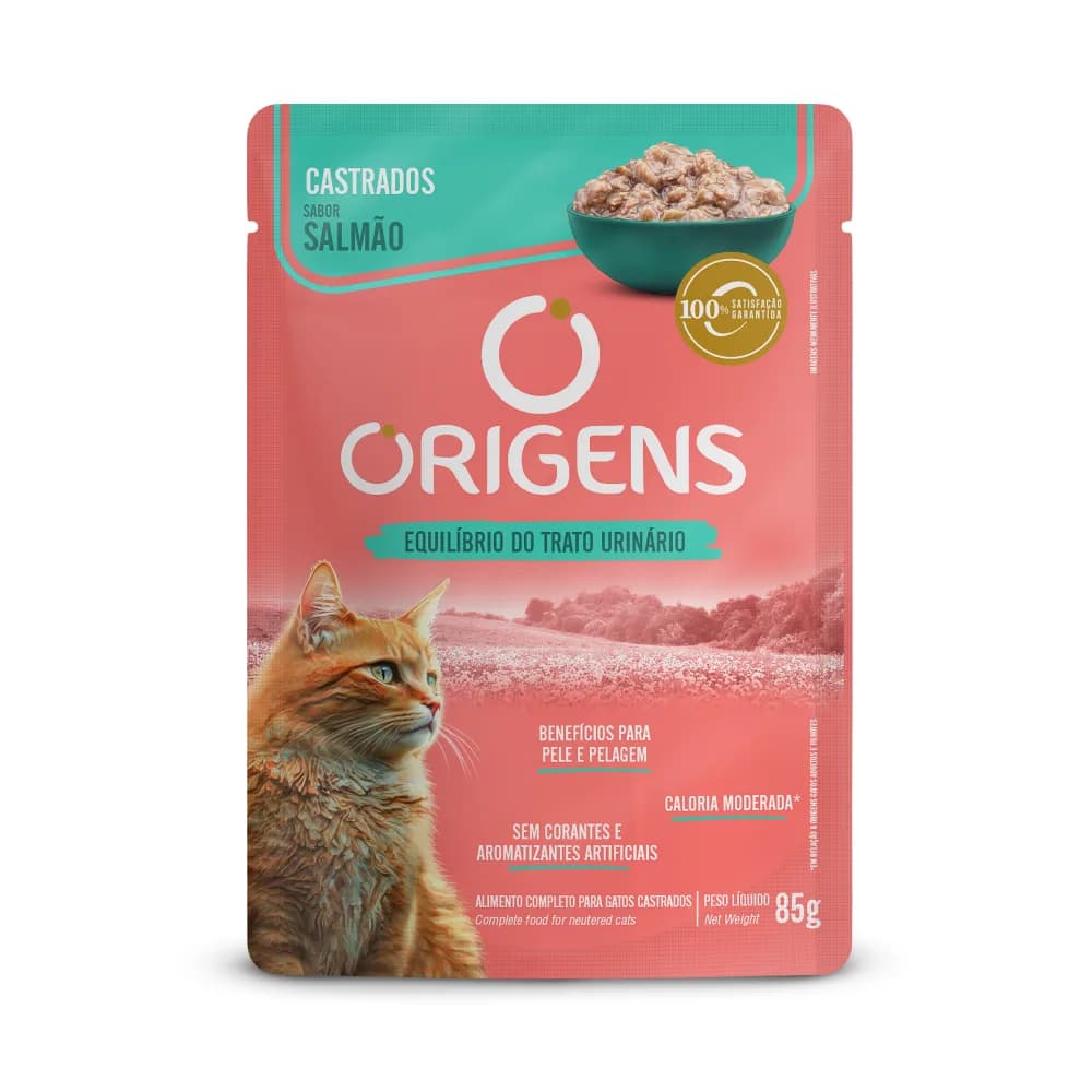Sachê Origens Gatos Castrados Salmão 85g