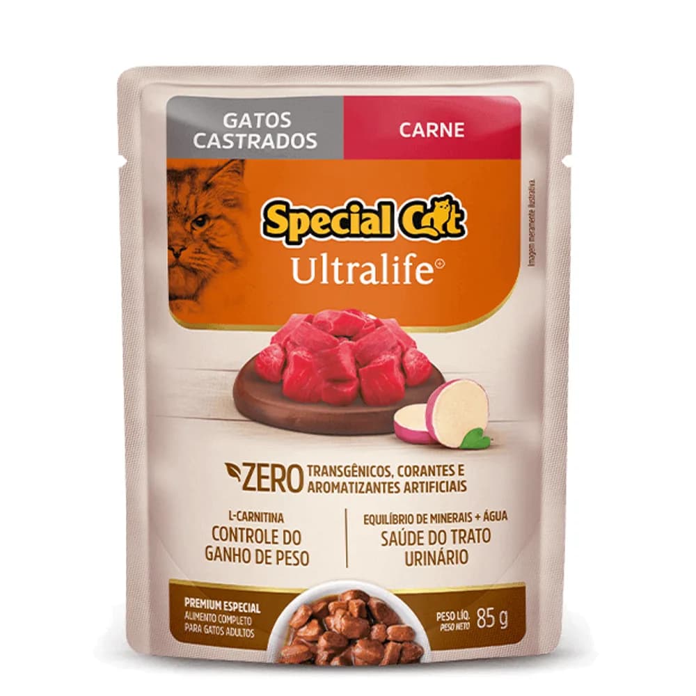 Sachê Special Cat Ultralife Gatos Castrados Carne 85g