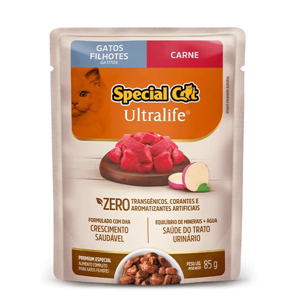 Sachê Special Cat Ultralife Gatos Filhotes Carne 85g