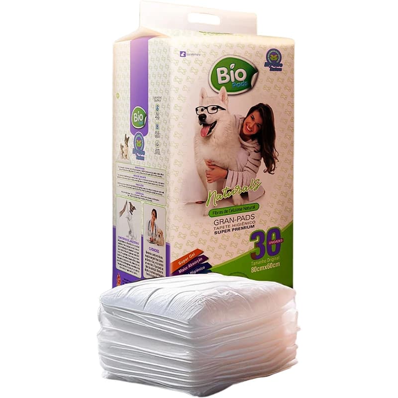 Tapete Higiênico Bio Pads 80 x 60 cm com 6 Unidades