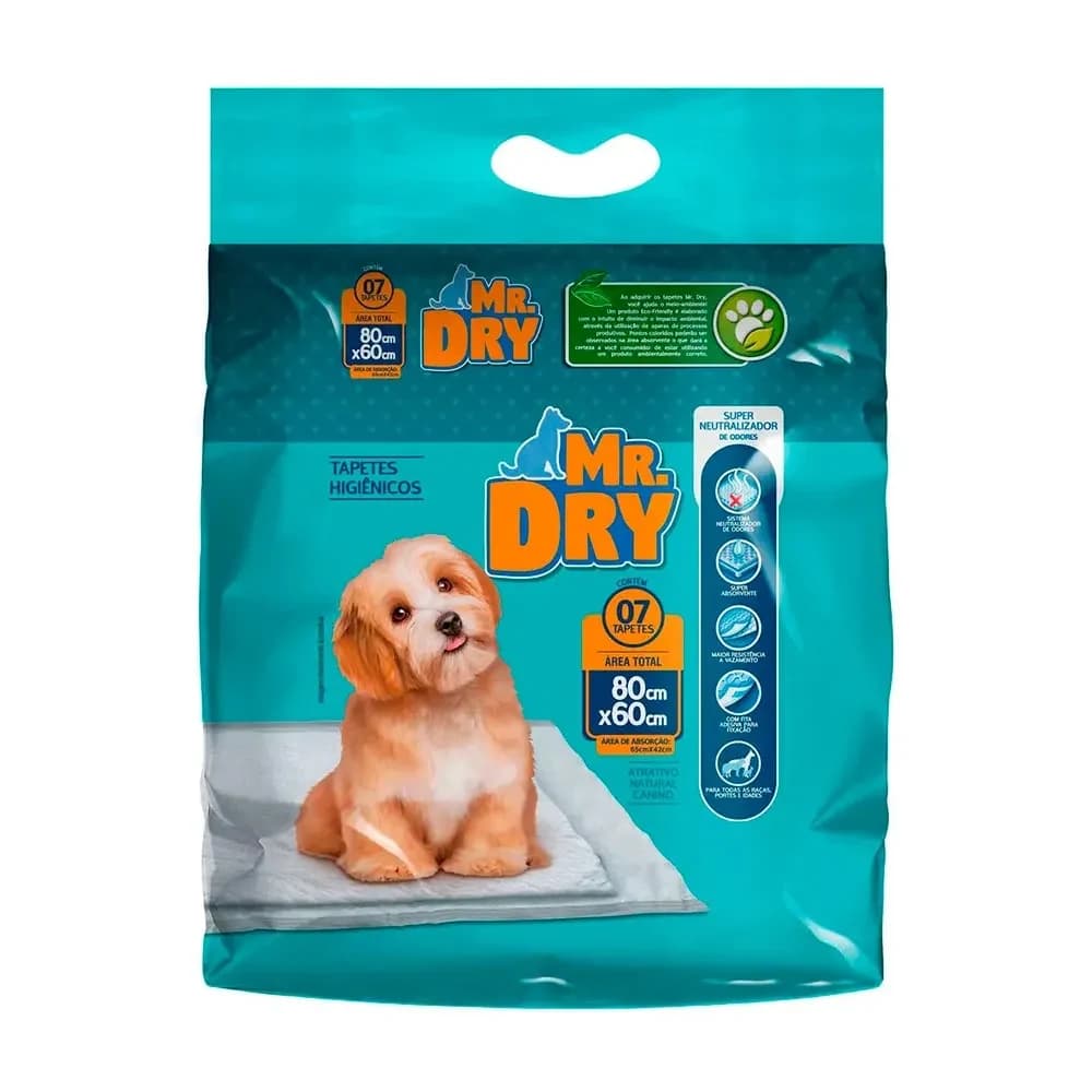 Tapete Higiênico Mr Dry 80x60 cm 7 Unidades