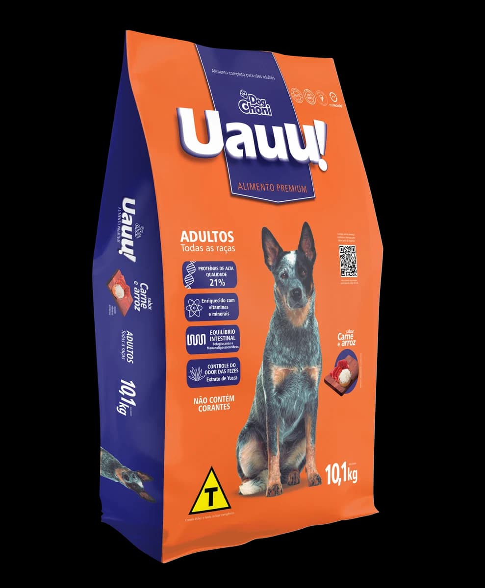 UauU! Cães Adultos Carne e Arroz 10,1kg